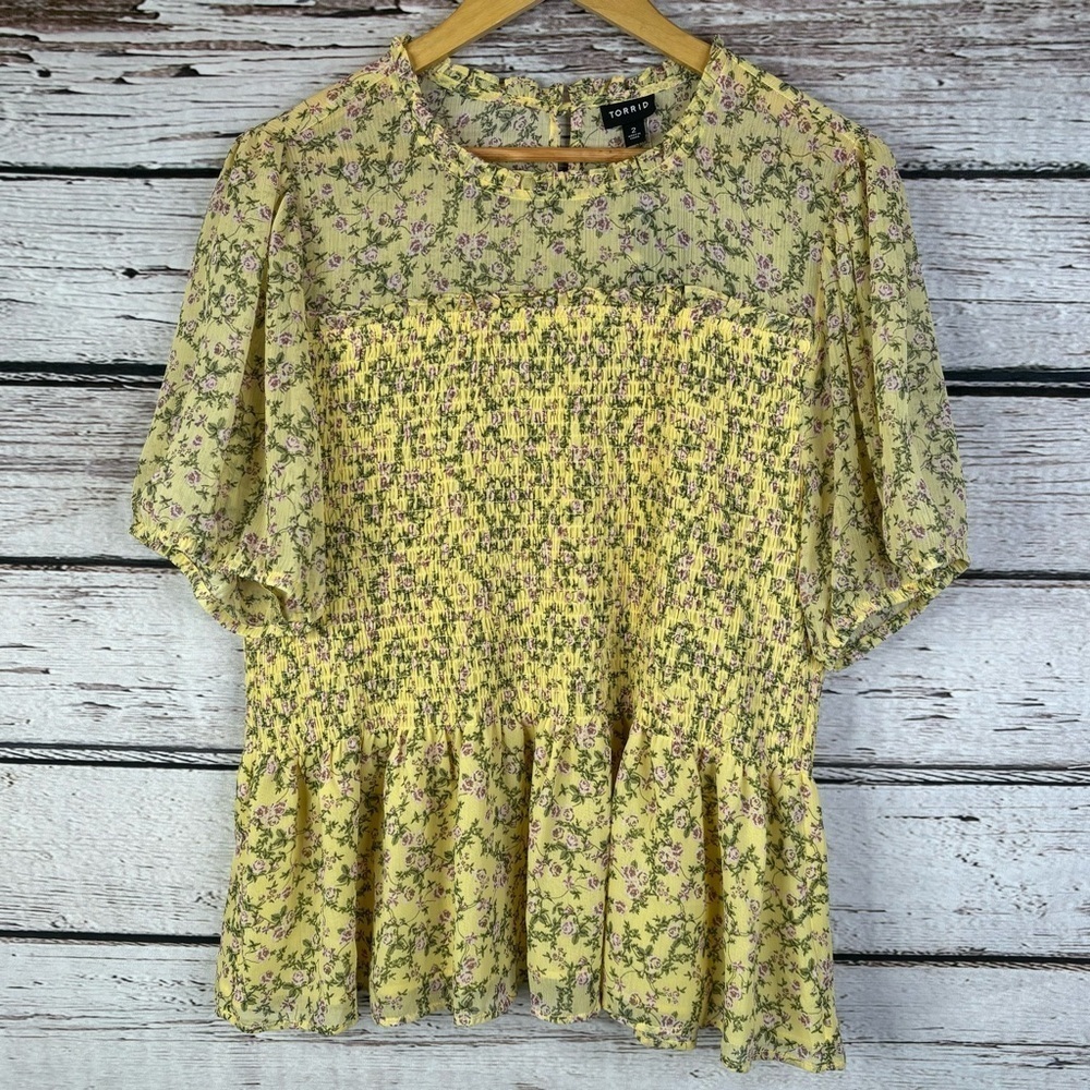 Torrid Yellow Floral Blouse